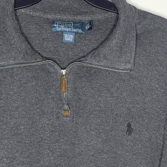 Vintage Polo Ralph Lauren Men’s Quarter Zip Pullover Sweater Dark Gray Size XXL - Picture 2 of 5